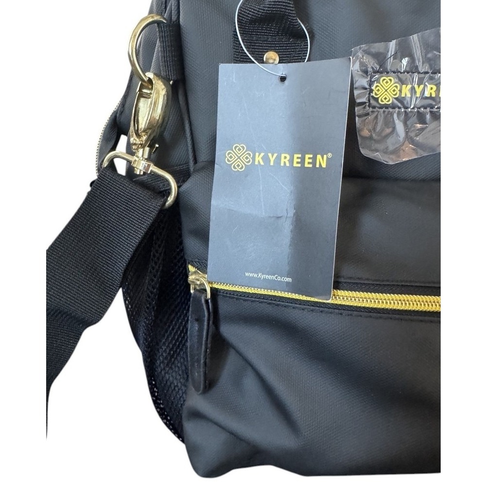Kyreen Cooler Lunch Bag Unisex OS Black Nylon Crossbody Top Handle Gold Zip - Picture 2 of 13